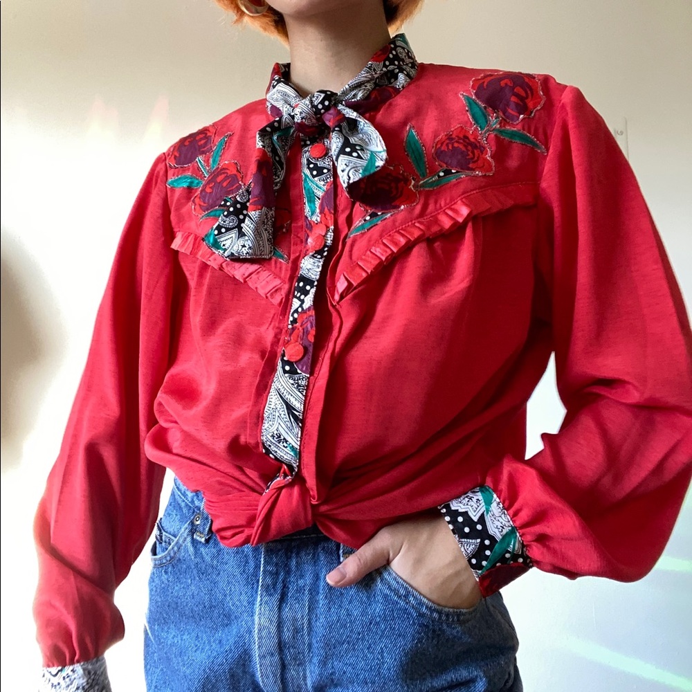 Vintage Silk Rose Bud Blouse
